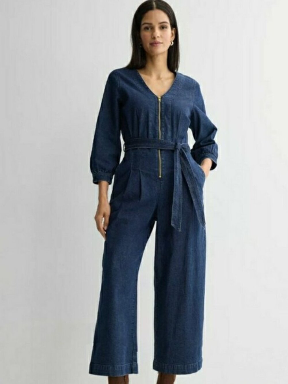 Jean Jumpsuit V Neck Zip Front Denim Nine West NWT 💙 RETAIL $70-